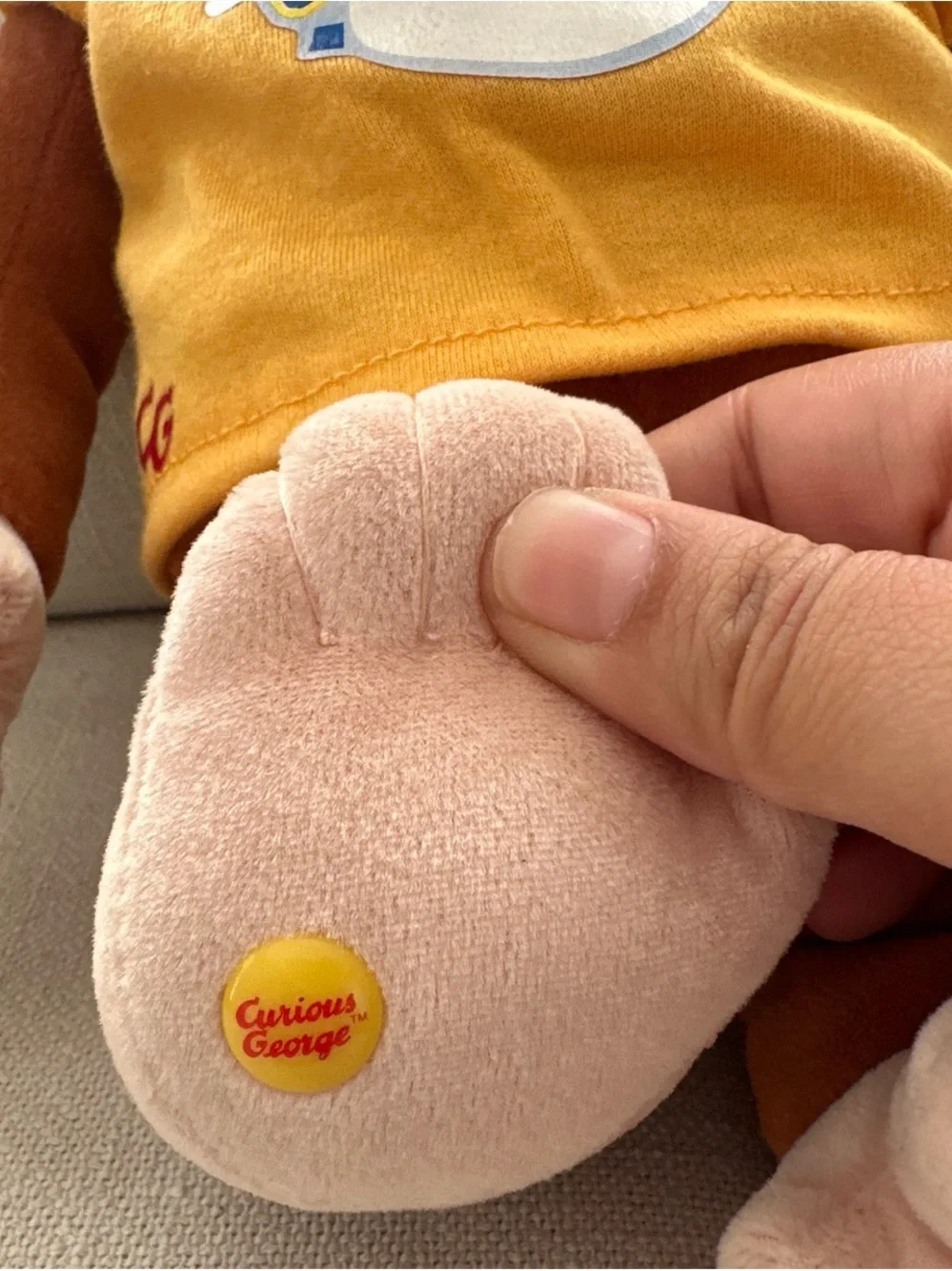 Curious Monkey Plush Toy in Brown with Yellow 'Happy Birthday' Shirt